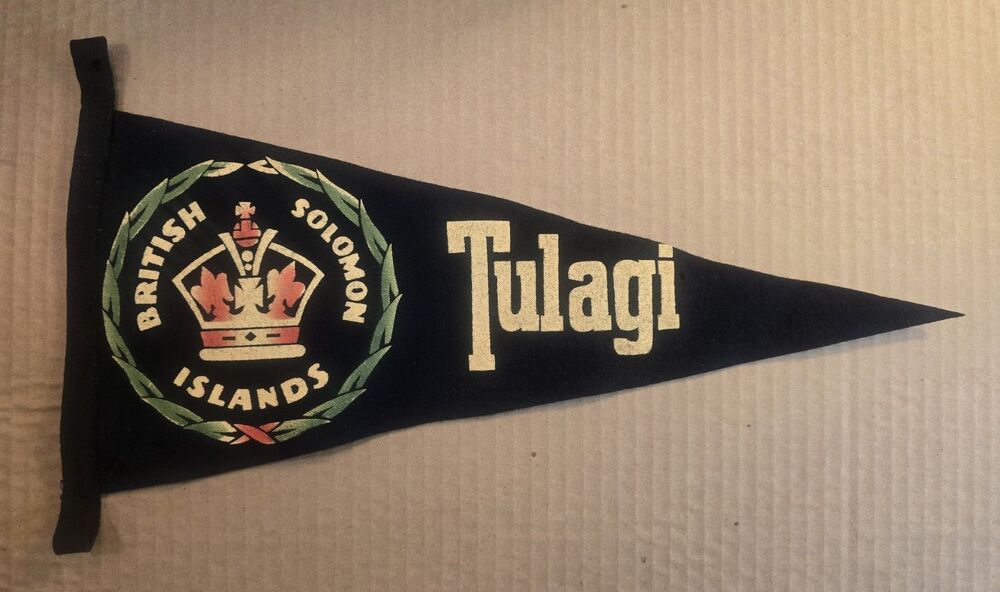 Tulagi British Solomon Islands Felt Pennant World War 2 Pacific Era 15"x9.5"